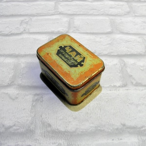 Vintage small tin box, Rare Georgian Tea Gruzia Metal Thin, Collectible box "Georgian Tea", Georgian tea tin Box, Orange tin box,home decor