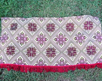 Vintage Jacquard Woven Tapestry: Folk Art Wall Hanging (51.6x24.4 in)