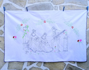 Hand Embroidered Folk Art Tapestry: Vintage Bulgarian Wall Decor (30.7 x 48.4")