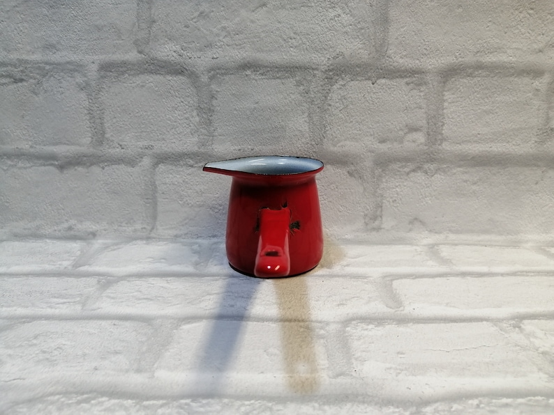 Metal Pot Small Enamel Coffee Pot Red and White Vintage Coffee Pot Small Vase Christmas Red Decor Enamel Pot of Turkish Coffee Milk Pot