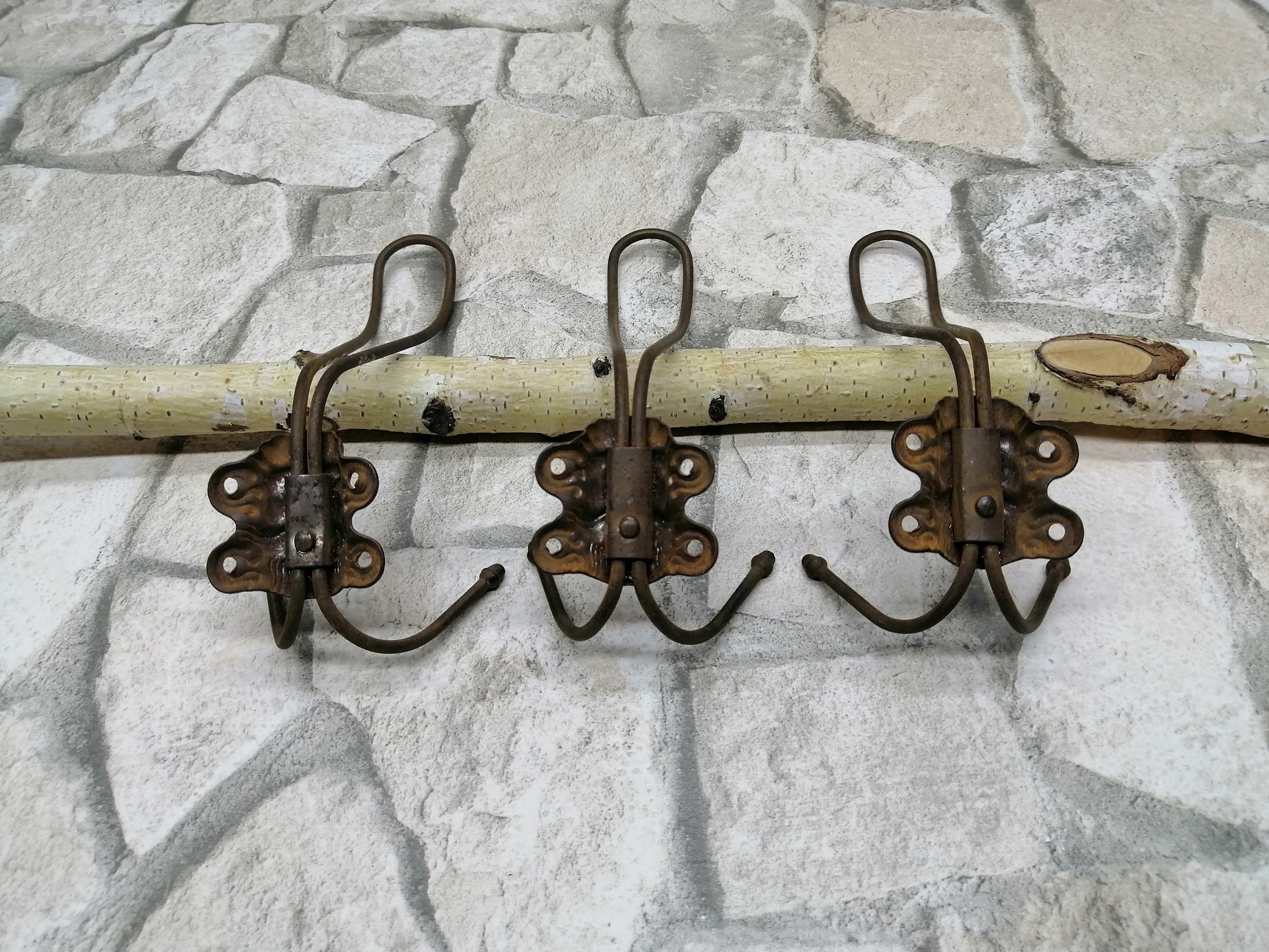3 Antique Metal Hooks Vintage Metal Hat Coat Wall hooks Etsy