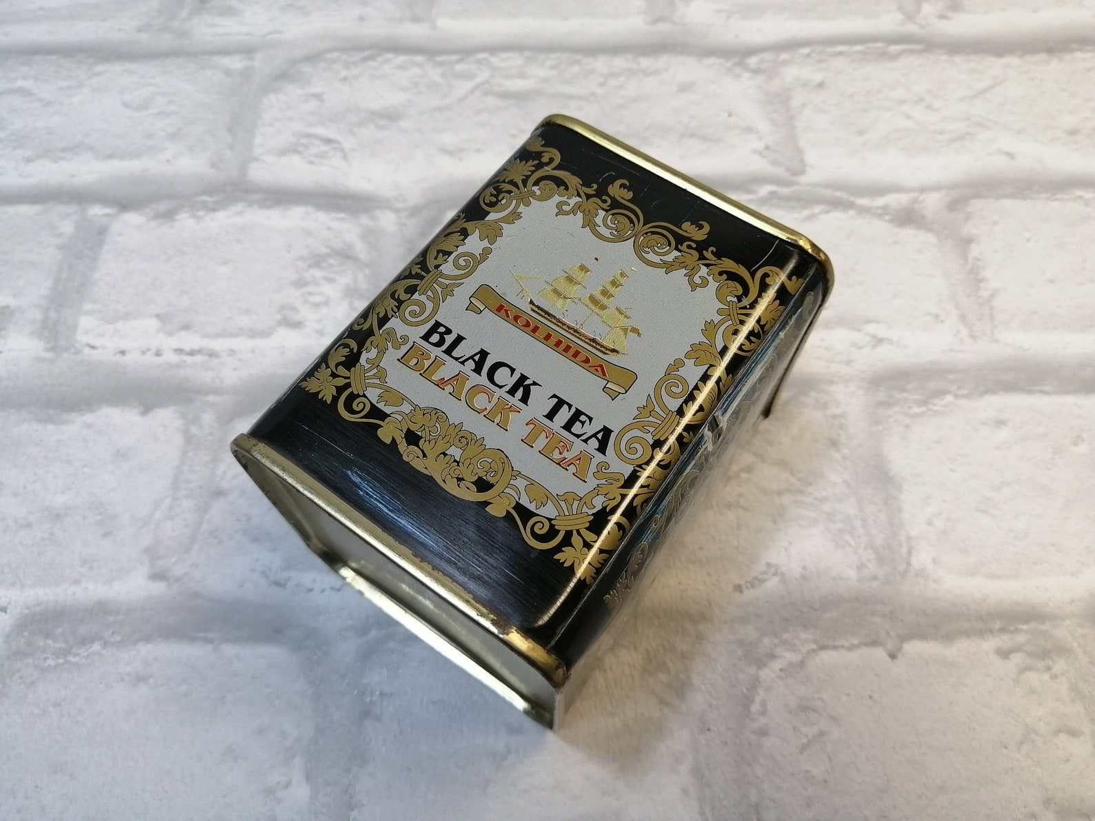 Vintage Tin Tea Box Black Tea Box KOLHIDA Tea Box Etsy
