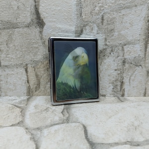 Vintage Zigarettenetui Hologramm Blechdose Blechdose Retro Zigarettenetui mit HOLOGRAMM BILD Taschengröße Visitenkartenetui Geschenk Männerclub