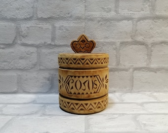 Vintage Wooden Spice Box: Primitive Folk Art Decor