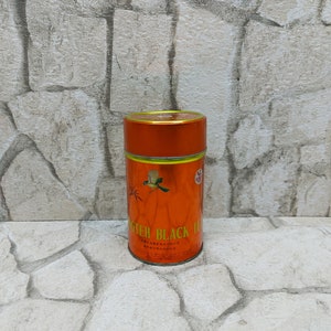 Vintage YINGTEH Black Tea Tin: Painted Bird Design, Kitchen Storage