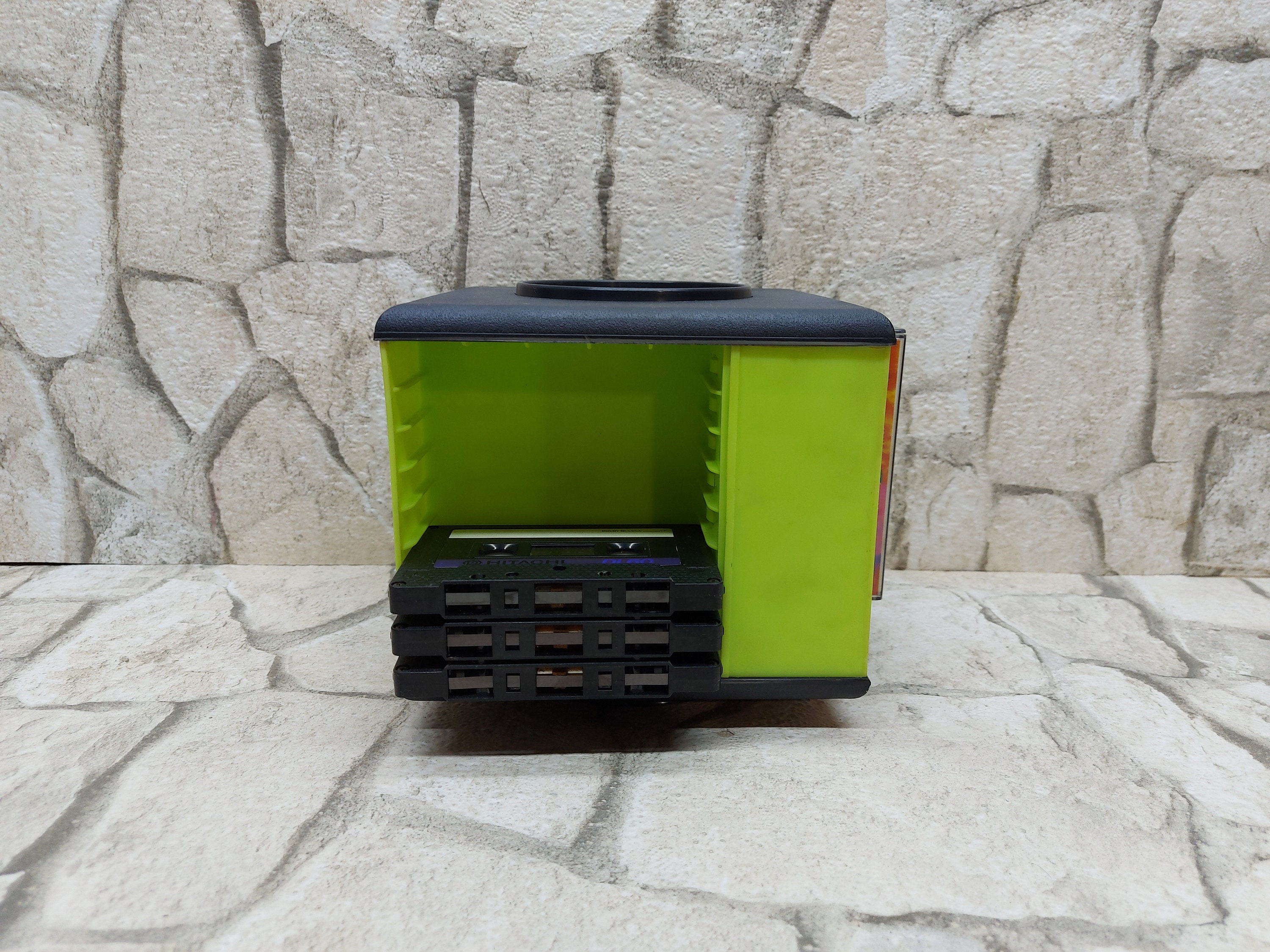 On Sale, Vintage Cassette Carousel Holds 20/32 Tapes Bar Green In Color