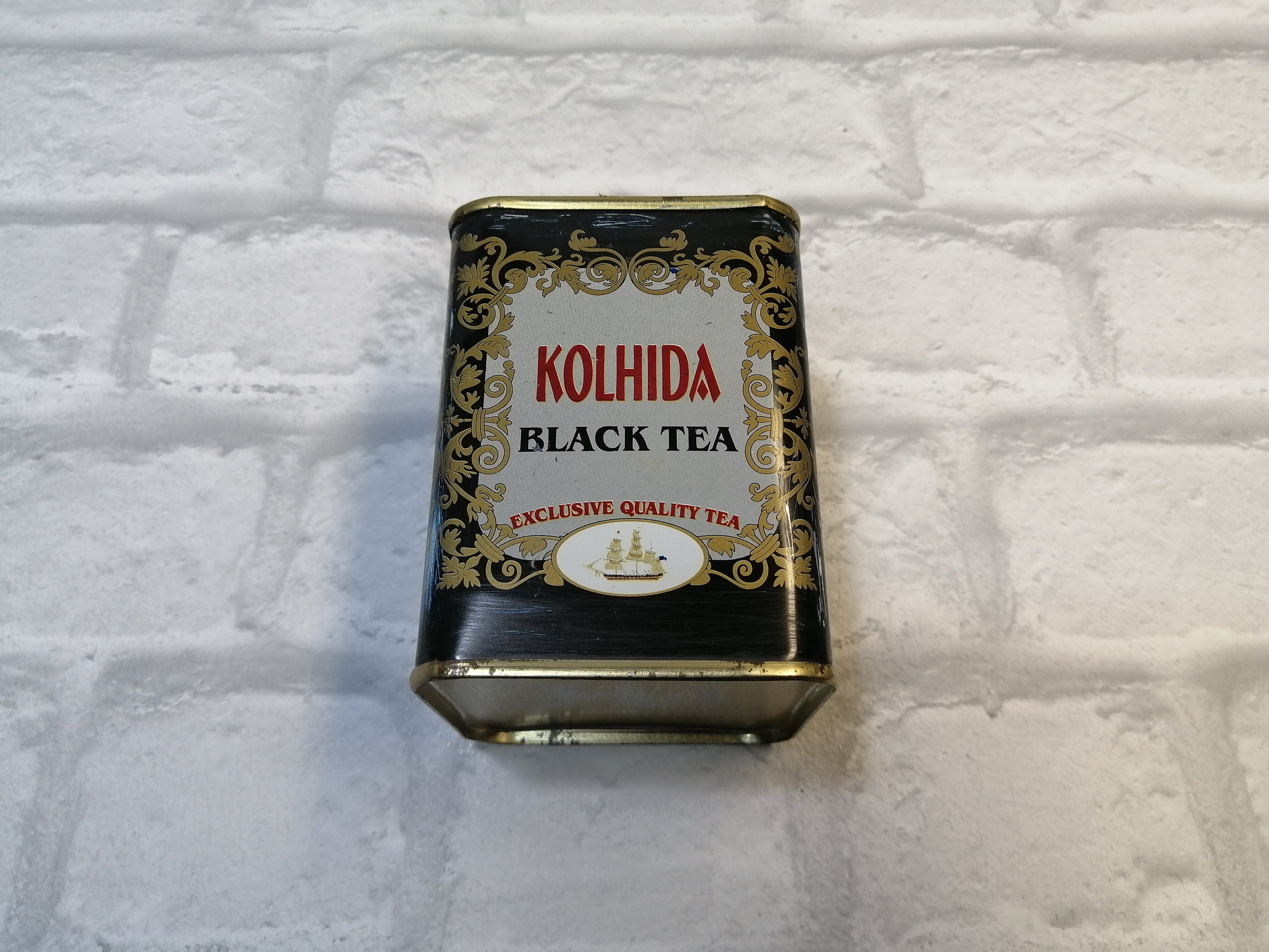 Vintage Tin Tea Box Black Tea Box KOLHIDA Tea Box Etsy