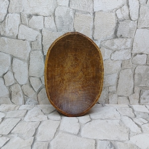 Antique Hand Carved Wood Bowl: Primitive Farmhouse Decor