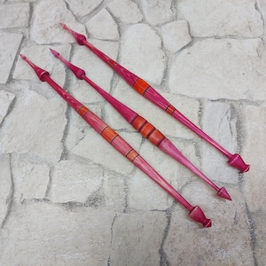 Vintage Bulgarian Wooden Spindles - Folk Art Set of 3