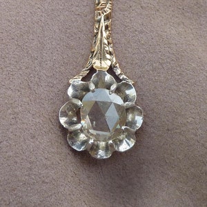 Rose cut diamond pendant 0.45-0.50 ct, silver and 18 carat yellow gold, circa 1880-1900, France