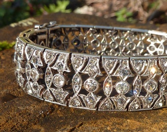 Art Deco bracelet in rhinestones and solid silver, circa 1920-30, France