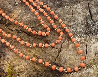 Necklace with 3 rows of coral beads and solid silver, circa 1880, France