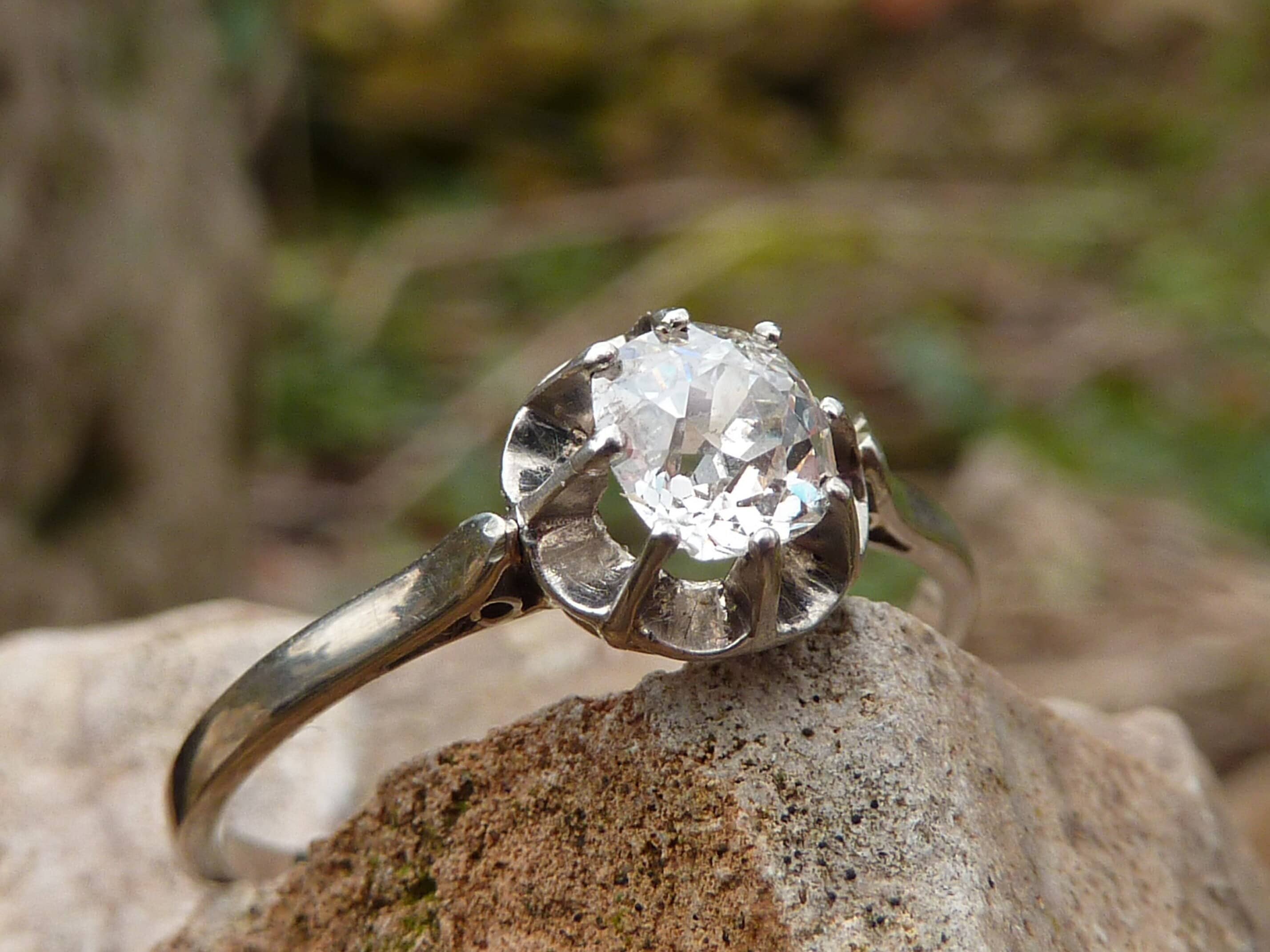 Solitaire diamant taille ancienne de belle qualite et platine 0.40 ct France 1900 1920 Etsy France