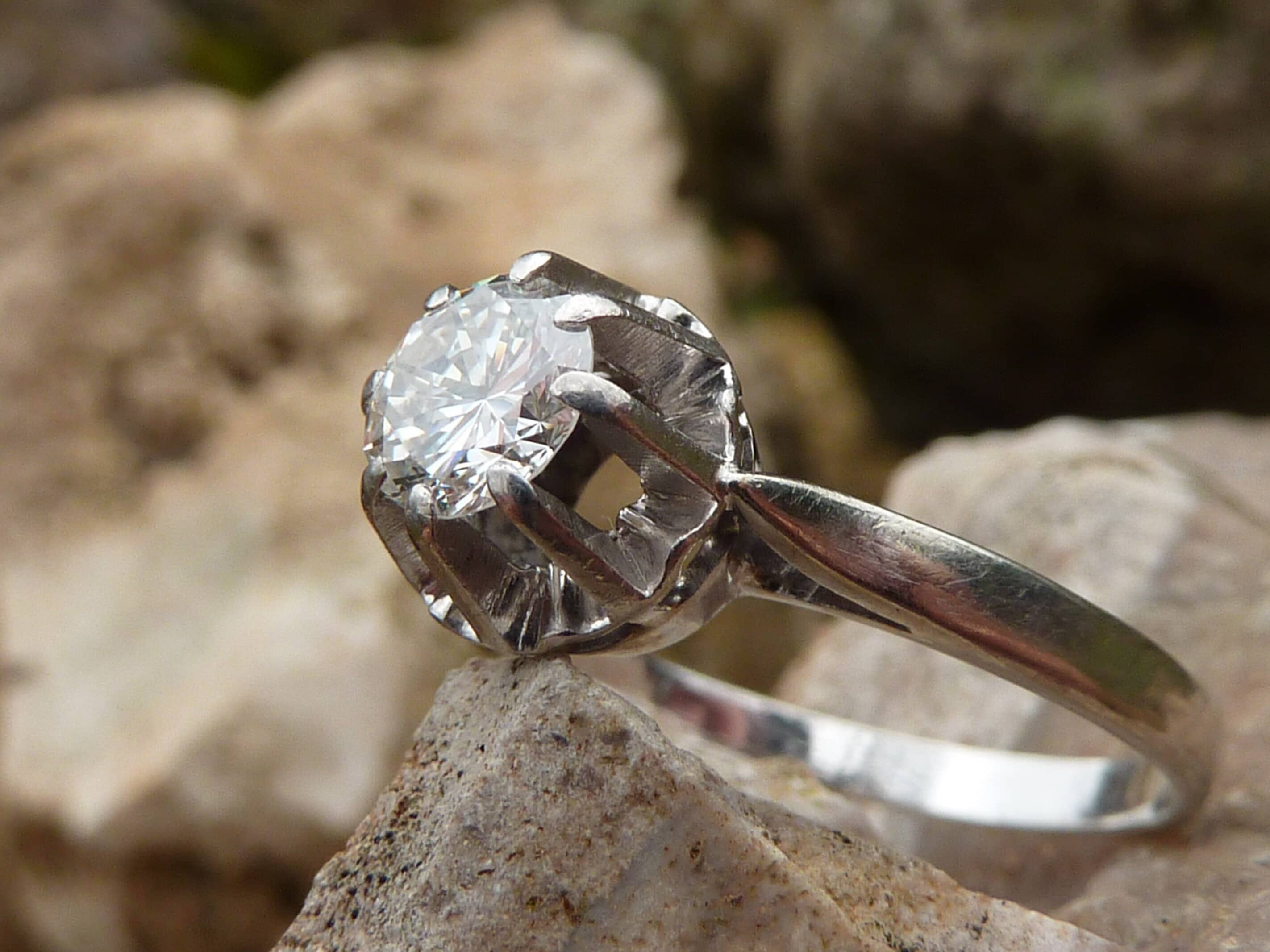 Bijou Solitaire Diamant Ancien Gerphagnon Bague Solitaire Diamant