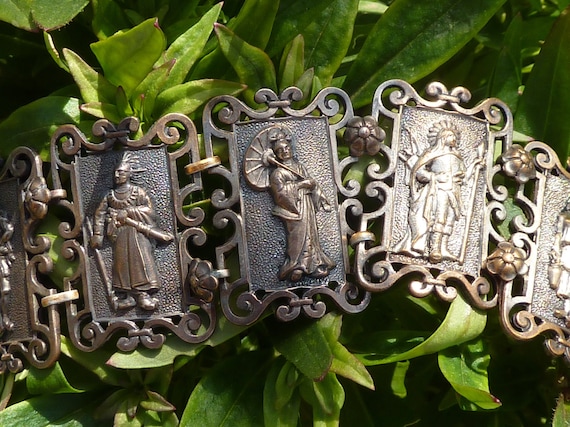 Bracelet Art Déco / Art Nouveau – Métal Argenté Et Marcassites, Années 1920-1930 – Occasion Vintage
