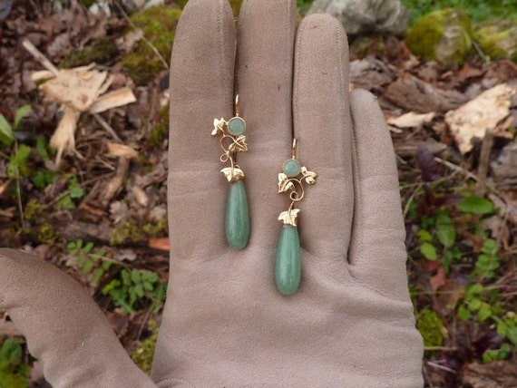 Ivy earrings in 18k yellow gold and aventurine dr… - image 9