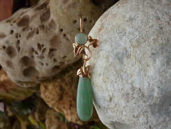 Ivy earrings in 18k yellow gold and aventurine dr… - image 5
