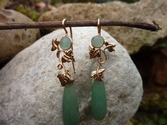 Ivy earrings in 18k yellow gold and aventurine dr… - image 3