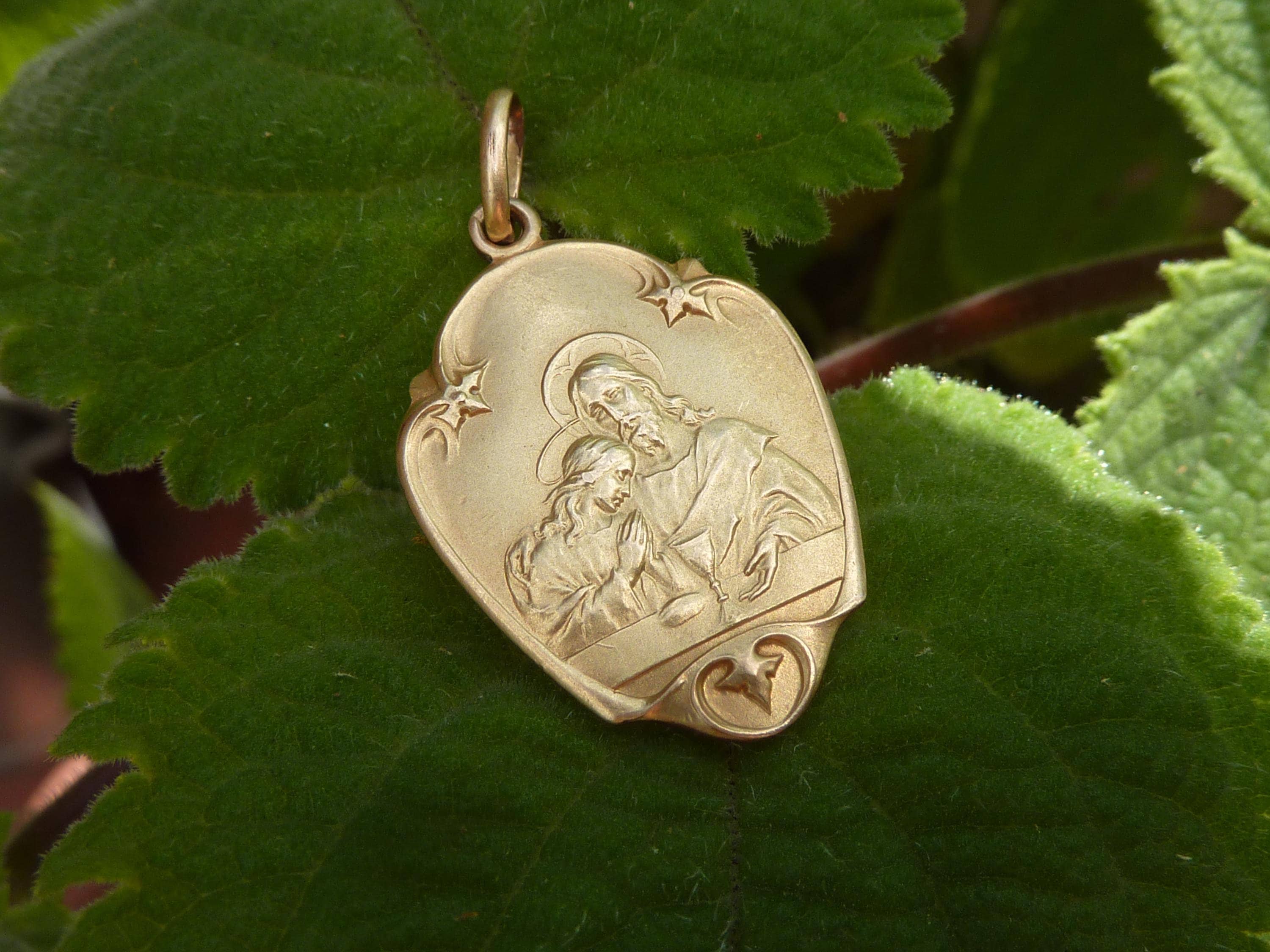 Pendentif Vintage Art Déco Plaqué Or - Marque Oria - Pierre Rouge Synthétique - Occasion