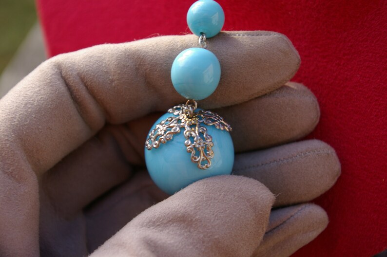 Art deco free delivery machine age Necklace Jakob Bengel industrial age modernist blue galalite and chrome metal 1930