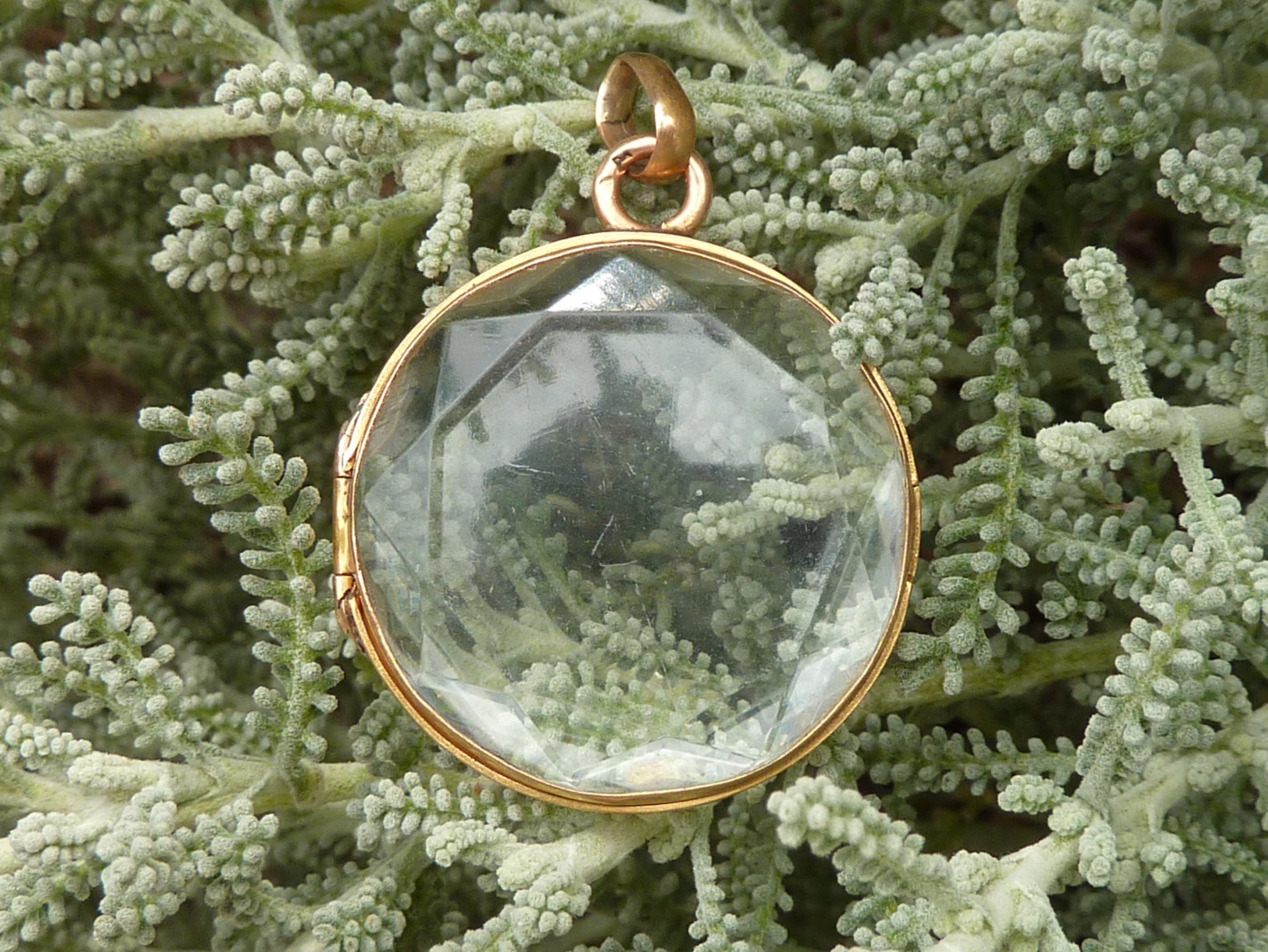 Pendentif Porte-photo Ancien En Verre Biseauté - XIXème Siècle - Occasion - Sans Marque