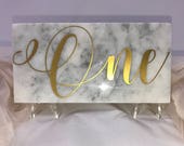 Marble And Gold Table Numbers, Marble Tile Table Number Set, Marble Wedding Decor