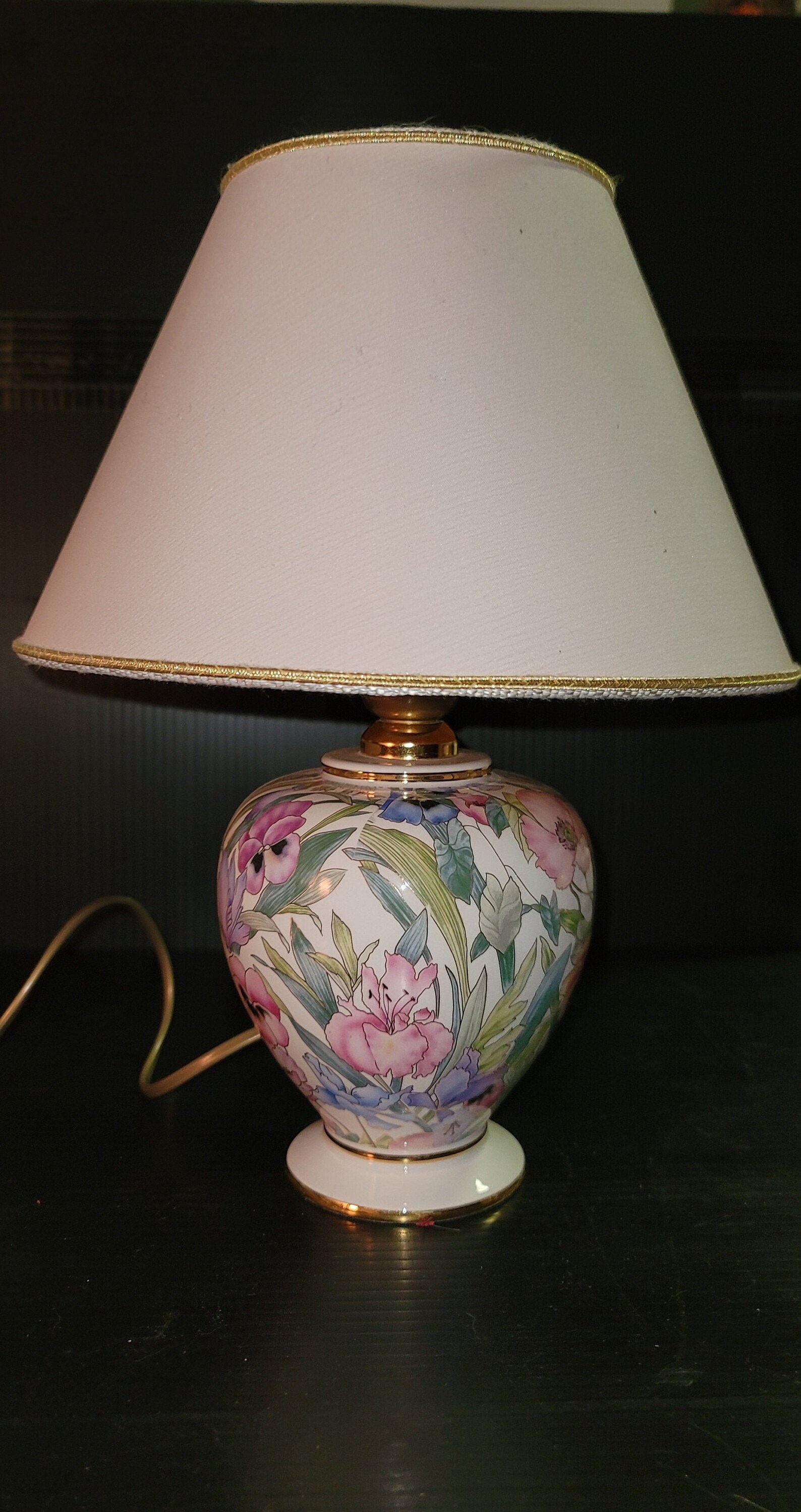 Pair of Italian Ceramic Floral Lamps Etsy