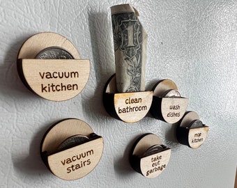 Personalized chore money holder magnets for fridge instant gratification