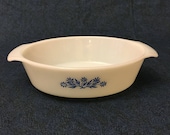 Vintage Anchor Hocking Fire King Blue Cornflower Casserole Dish