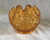 Vintage Fenton Amber Glass Daisy and Button Rose Bowl Vase