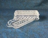 Vintage Wexford Glass Covered Butter Dish from Anchor Hocking, Mid Century Diamond Pattern Glass