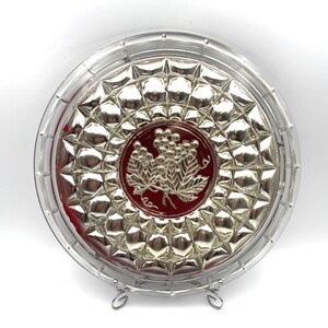 Vintage Indiana Constellation Silver Overlay Intaglio Fruit cake Plate