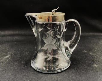 Antique Heisey Cut Floral Syrup Dispenser