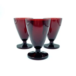 Vintage Anchor Hocking Royal Ruby Wine Glass, Set of 3