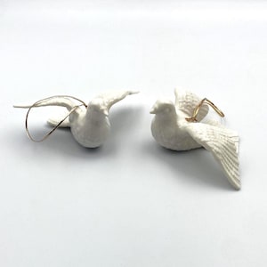 Vintage Ceramic Peace Dove Christmas Ornaments, Set of 2