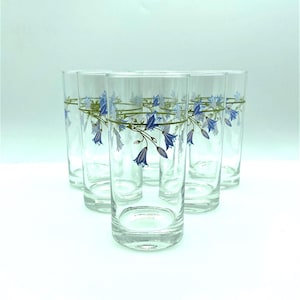 Vintage Corelle Blue Dusk Water Tumblers, Set of 6