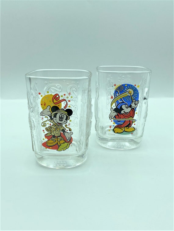 Vintage Disney Mickey Mouse Collectible Glass Set Millennium Mcdonald's Disney  Glasses Set of 4 2000 Disney World Collector Glass Cups 