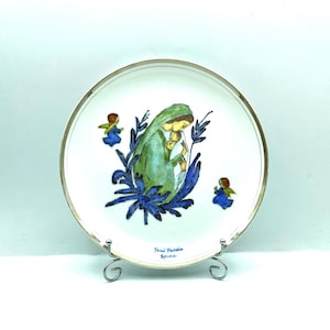 Vintage Hand Painted Madonna and Baby Jesus Plate,