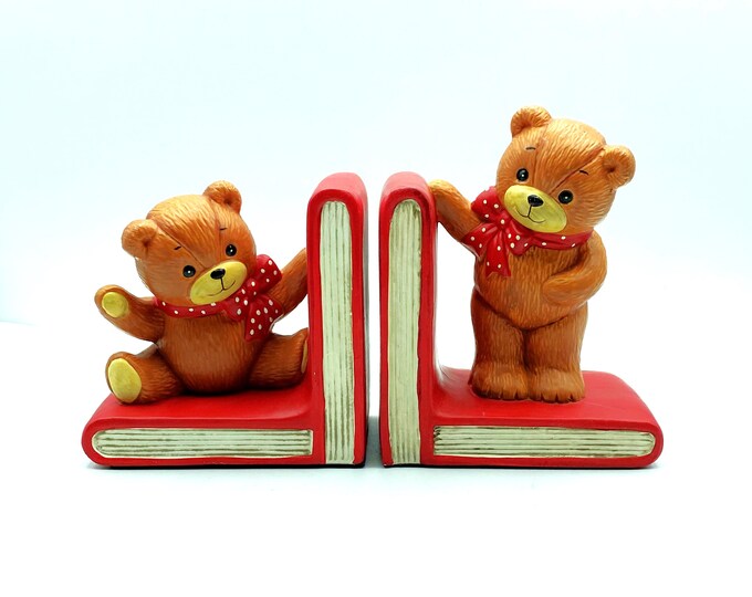 Vintage Teddy Bear Bookends Enesco Etsy