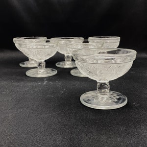 Vintage Tiara Sandwich Glass Low Sherbet Cups, Set of 6