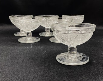 Vintage Tiara Sandwich Glass Low Sherbet Cups, Set of 6