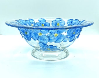 Vintage Colony Blue Dogwood Centerpiece Bowl