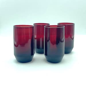 Vintage Anchor Hocking Newport Royal Ruby Juice Glasses, Set of 4
