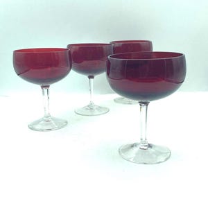 Vintage Gorham Cabachon Ruby Champagne Glasses, Set of 4