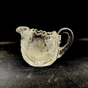 Antique EAPG Mckee Glass Innovation Wheel Cut Floral Creamer, Depression Glass