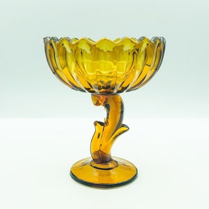 Indiana Glass Amber Lotus Blossom Compote