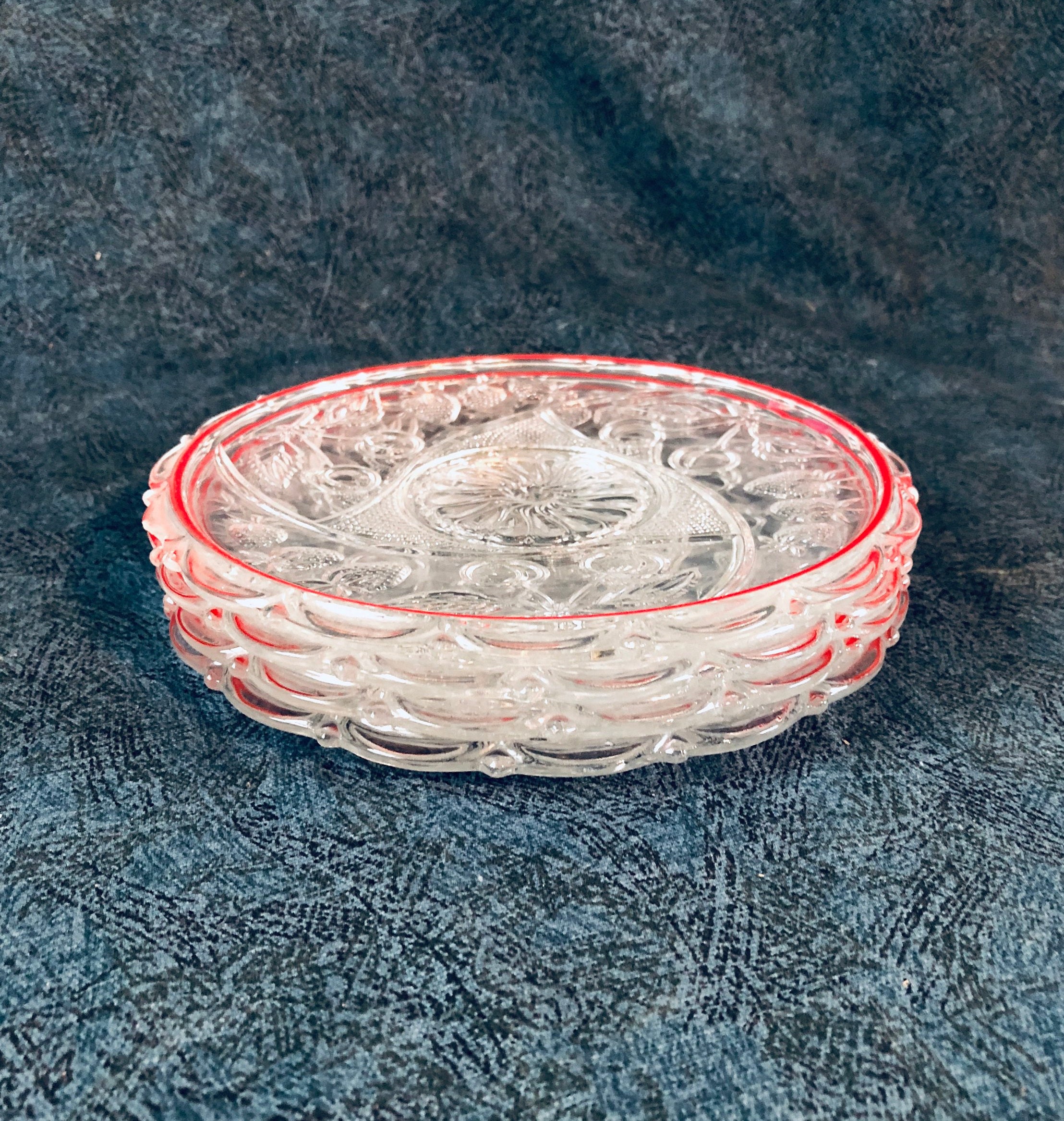 Pressed Glass Strawberry Dessert Plates Set of 3 Etsy UK