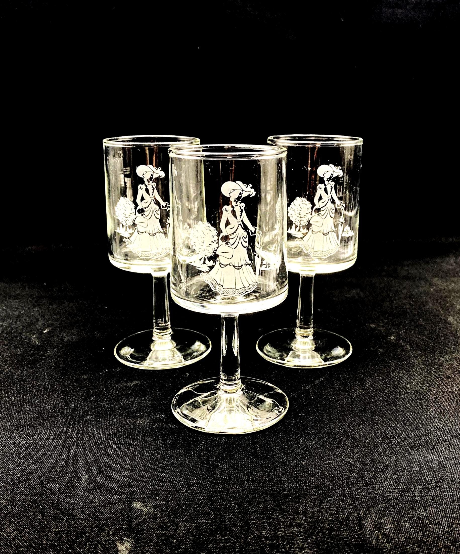 Vintage Avon Christmas Gift Victorian Lady Wine Glasses, Set of 3