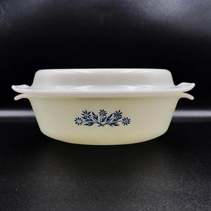 Fire King Blue Cornflower Casserole Dish, Anchor Hocking Glass