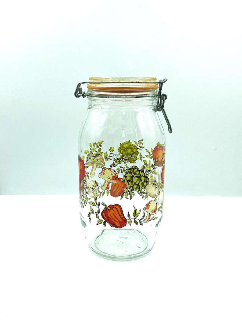Vintage Arcoroc France 2 Liter Spice of Life Glass Canister, Glass Storage Jar immagine 2
